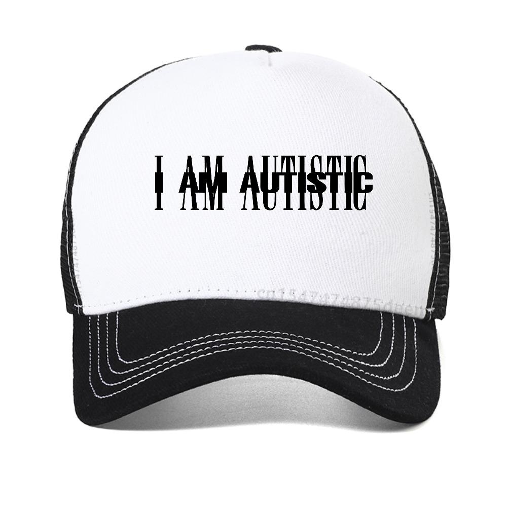 I Am Autistic Print Baseball Cap Men Casual Hip Hop Rapper Funny Caps Sun Mesh Snapback Hat Breathable Adjustable Trucker Hats