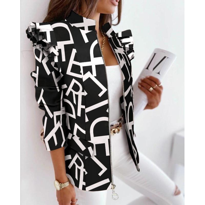 Women's Fashion Casual Autumn Winter Long Sleeve Stand-collar Jackets & Coats