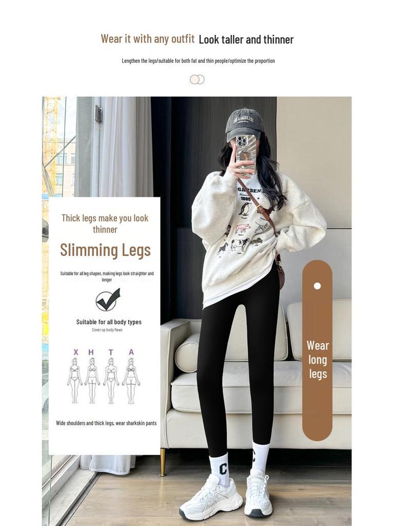 Shark Velvet Übergröße Damen Warme Leggings - Verdicken Herbst/Winter Enganliegend