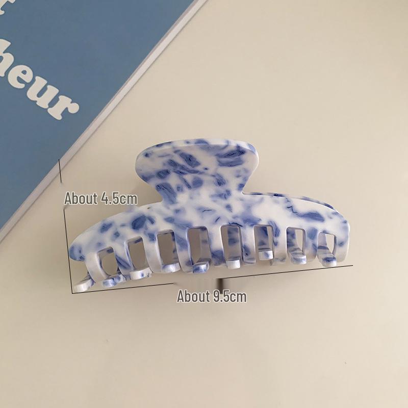 Retro Blue & White Porcelain Pattern Acetate Hair Claw