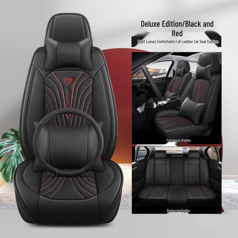 Breathable Perforated Leather Car Seat Cushion - Universal Full Coverage for All Seasons