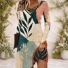 Women Criss Cross V Neck Long Sleeve Fitted Halloween Printed Curved Hem Dress