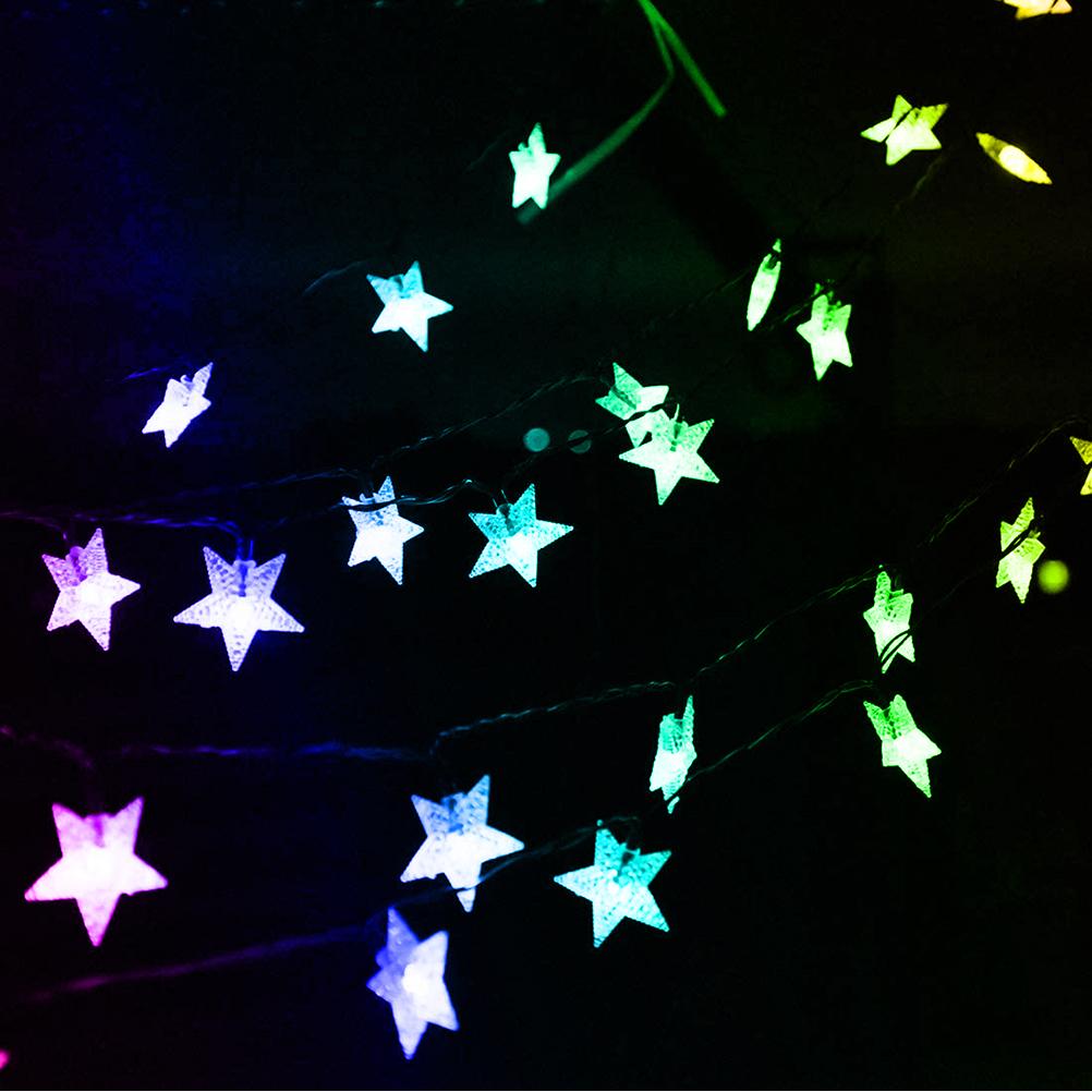 Solar Star String Lights Outdoor Waterproof Plug Free Christmas LED Garden Decorative Lights