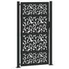 VidaXL Portail de jardin noir 105x180 cm acier conception de feuilles, porte de clôture, porte extérieure, porte en métal, 4100962