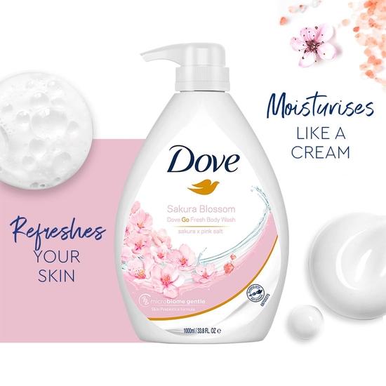 DOVE Refreshing Sakura Blossom Body Wash with Himalaya Pink Salt for Replenished Skin, 1L