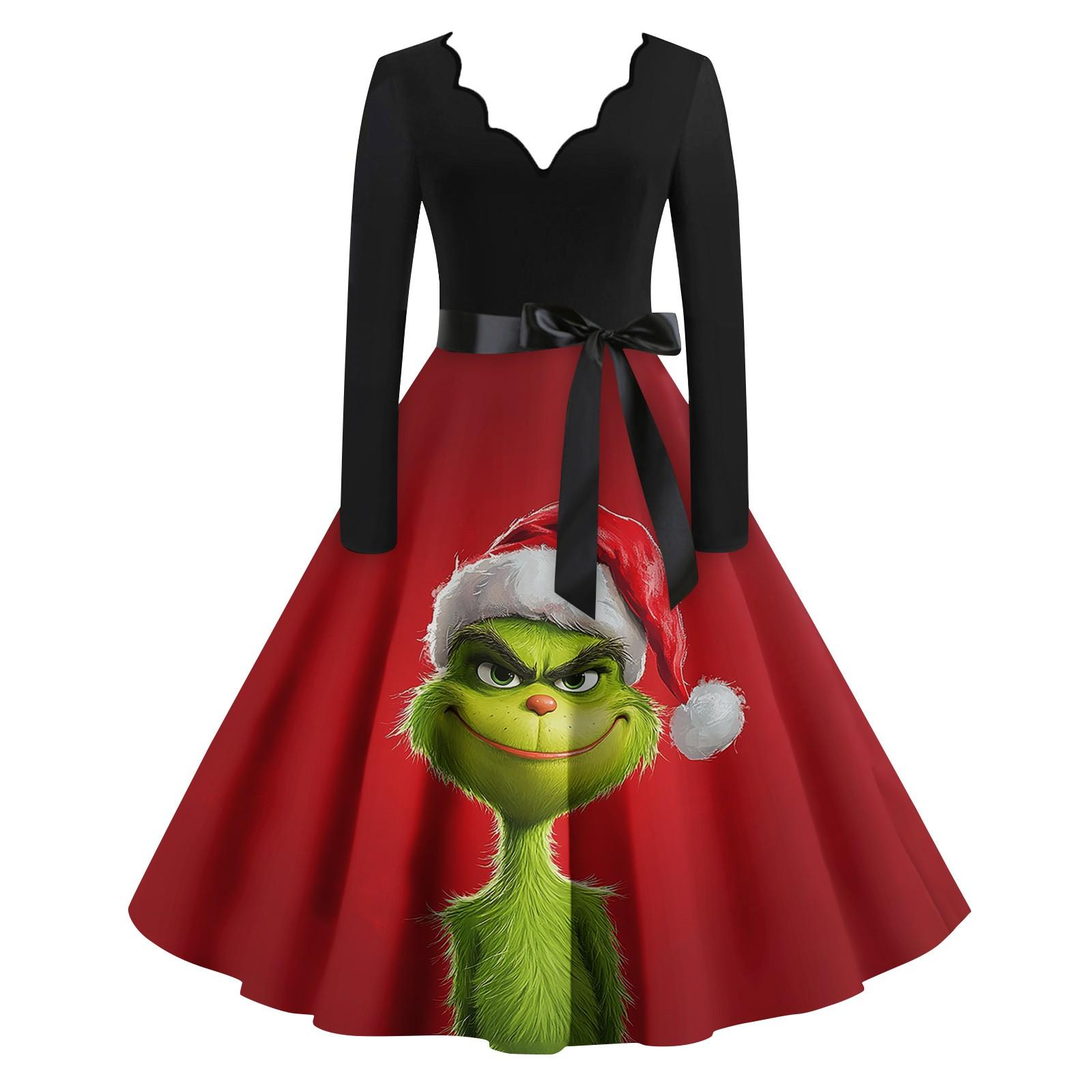 

Женское повседневное модное платье с длинным рукавом и принтом, вечернее повседневное платье с V-образным вырезом и вырезом M