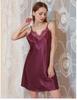 Plus Size V-Neck Lace Trim Silk Satin Strappy Nightdress