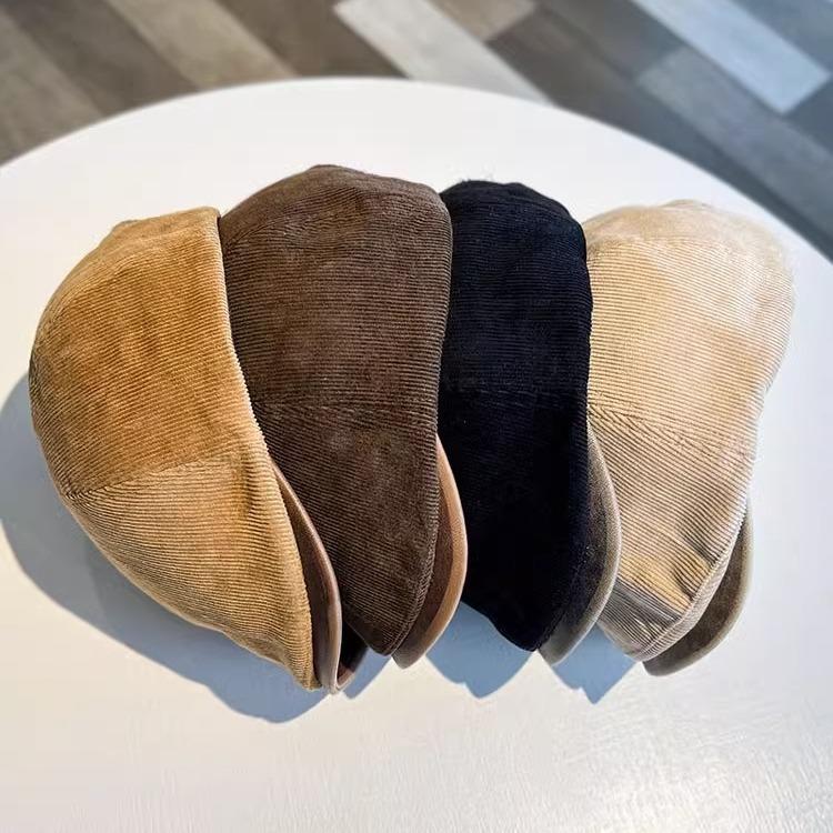American Street Retro Fashion Forward Hat Men Autumn and Winter Corduroy Beret Women Versatile Face Showing Hat