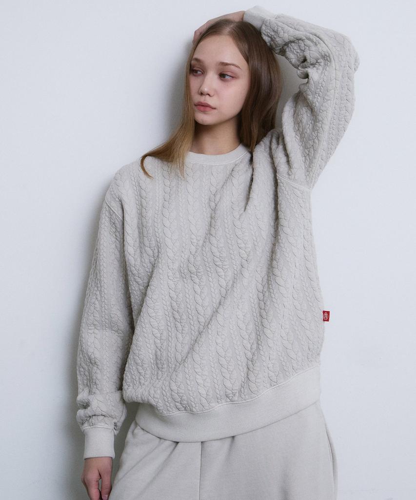 ADERNM Granma Cable Sweatshirts (Beige)