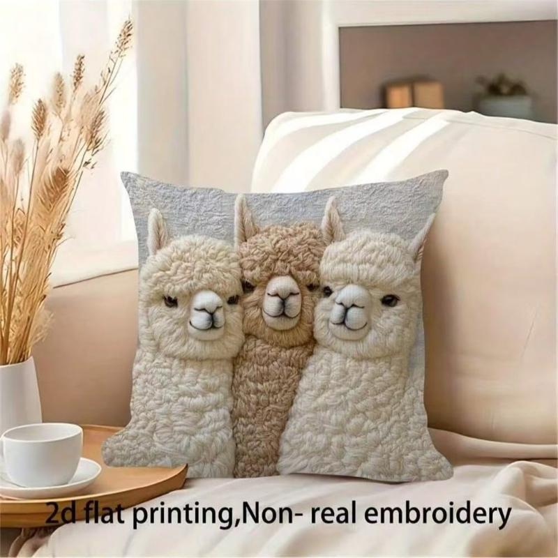 Soft Plush Alpacas Pillowcase Comfortable Fabric for Bedroom Sofa Decoration