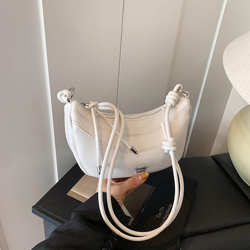 IELGY All-Match White One-Shoulder Messenger Dumpling Bag