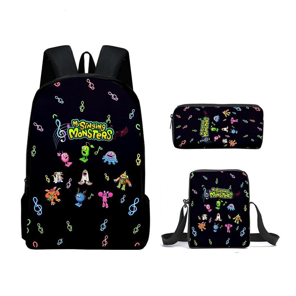 Monster Music Schoolbag Trendy Backpack European and American Retro Schoolbag Third Grade~ Fourth Grade Bag