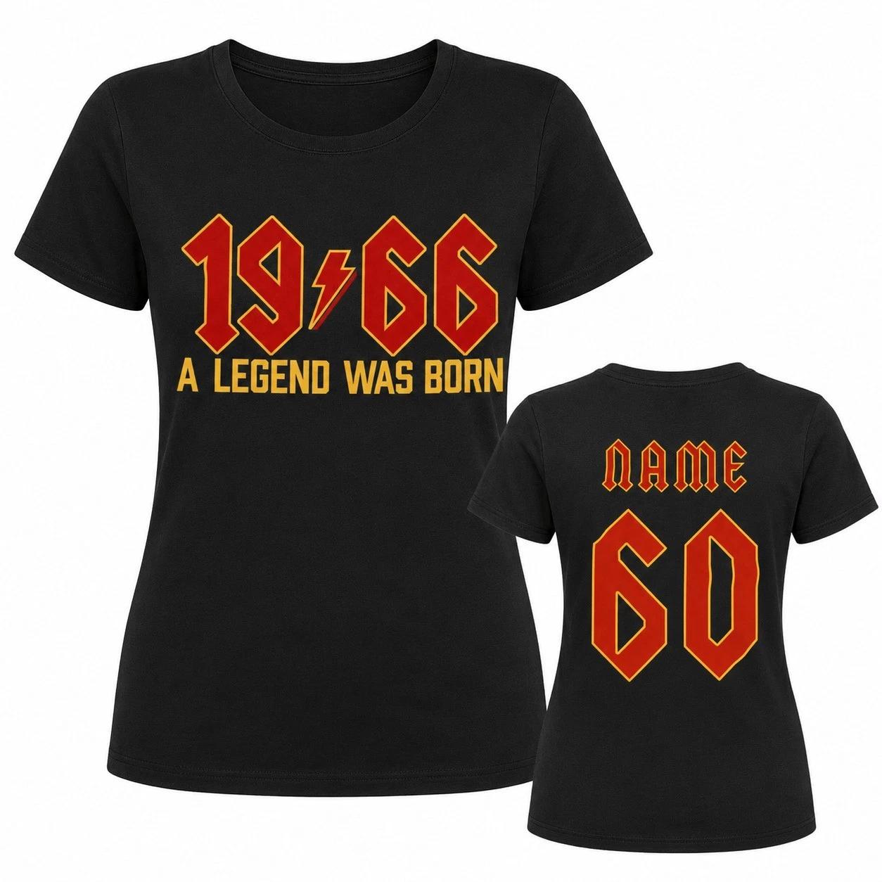 Personalised Womens 60th Birthday T Shirt 2026 1966 Name Back Rock Tee Gift Idea XL