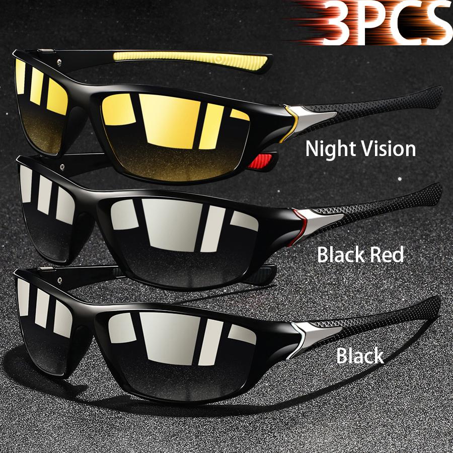 2 Pieces Fashion Vintage Sports Sunglasses Men Women Fishing Running Cycling  Sport Man Sun Glasses Anti-Glare UV400 Eyewear