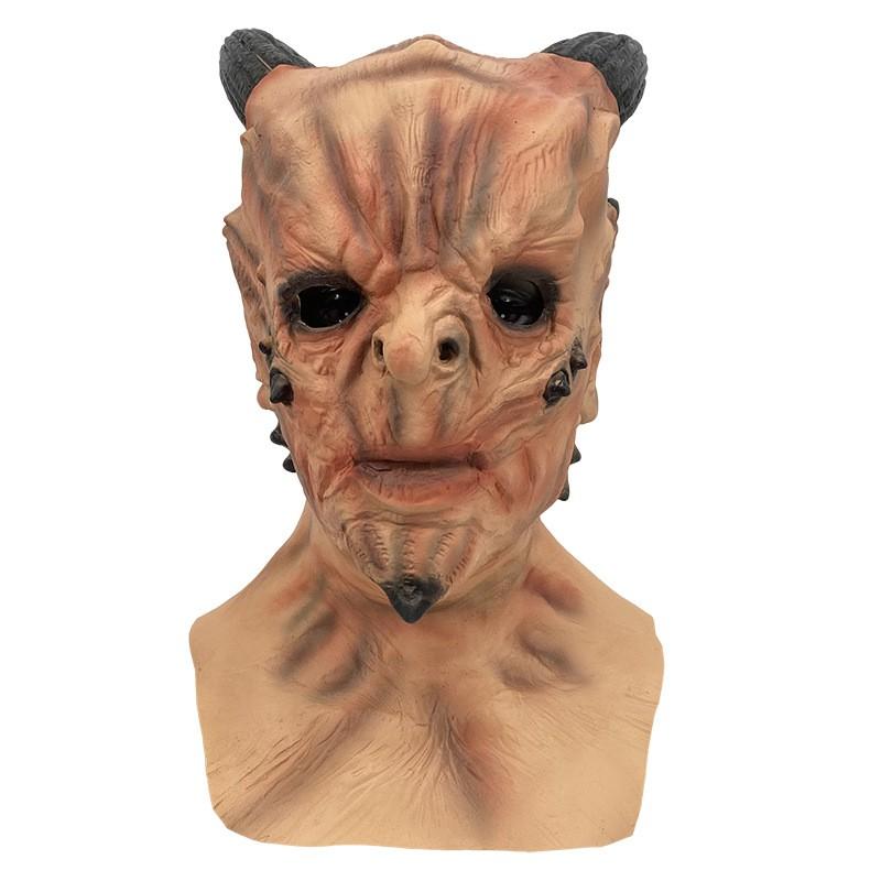 Halloween Horror Latex Mask Ox Horn Devil Cosplay Costume Party Prop