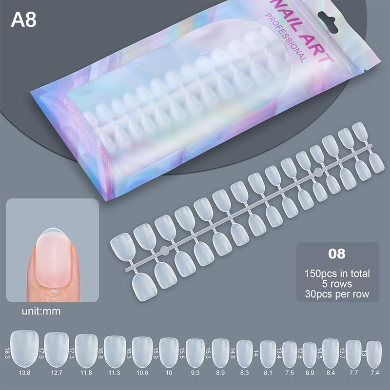 Short Matte False Nails Full Cover Coffin Square Almond Press On False Nails Soft Gel Nail Tips, Manicure Extension Tools 150Pcs