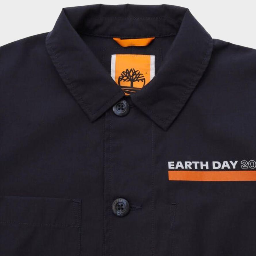 Timberland Single Button Collar Letter Print Casual Jacket Men Jacket Deep-Sapphire-Blue A61G9-433