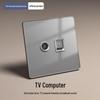 Gray Tempered Glass Smart Switch with Mijia APP Connectivity, Smart Speaker Voice Activation, Zero-Fire Support.