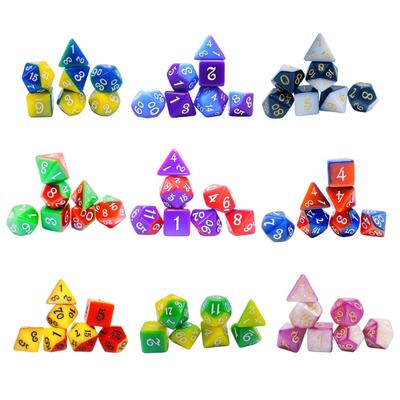 7 Pieces Multi-Sided Acrylic Dices Set Polyhedral Dices Double Color Table Game Dices Easy To Read Number Durable