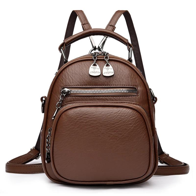 

New Fashi Inclined shoulder bag Backpack Bag Large Capacity Shoulder Crossbody Casual Cell Phe Backpack for Women Solid Bags коричневий