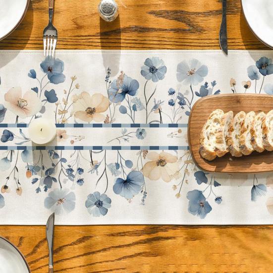 Table Runner Christmas Floral Printing Machine Washable Home Party Decoration Table Runner Protects Table from Heat Scratches Spills Tablecloth