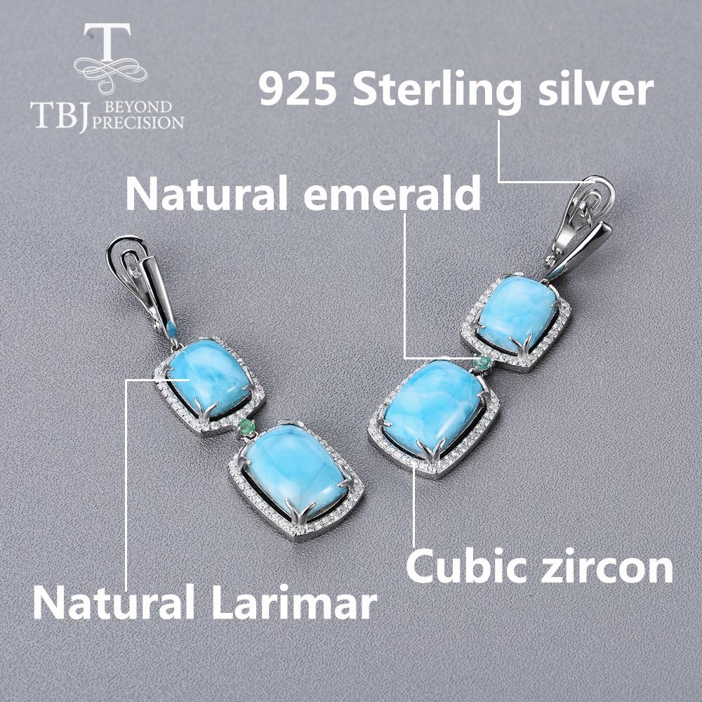 Natural Larimar Clasp Earring Big Gemstone Earring Nice Earring 925 Sterling Silver Fine Jewelry for Women Nice Gift