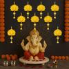 Wooden Lotus Wall Hanging For Festive Decoration, Lotus - Yellow, Pack Of 6