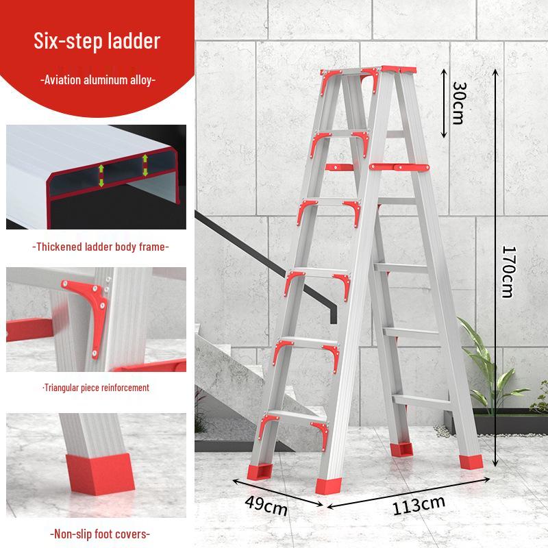 Extra Thick Aluminum Alloy Folding Herringbone Ladder for Home and Engineering Use