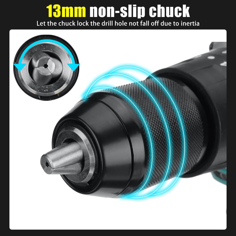 3In1 13mm Cordless Brushless Electric Drill 520NM Screwdriver 20+2 Torque Impact Drill Power Tool with 2 Battery 388VF
