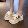 Fashion Pocket Chunky Platform Sandals Women 2025 Summer 8CM Wedge High Heels Sandals Woman Thick Bottom Slides Beach Slippers
