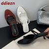 Shallow Elegant Women Low Heel Pumps Shoes Casual Female Slides Footwear Slip On Ladies Heeled Sandals Shoes