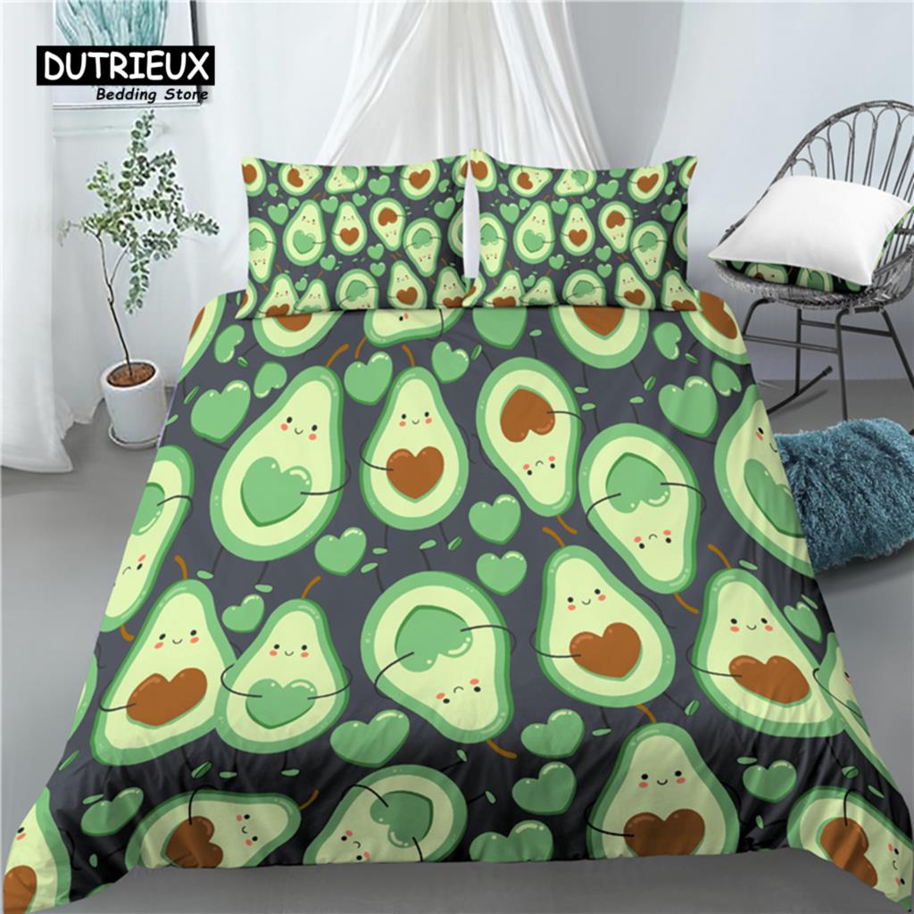 Home Living Luxus Avocado-Druck 2/3-teilig Bequemer Bettbezug Kissenbezug Bettwäsche-Set Queen und King EU/US/AU Größe