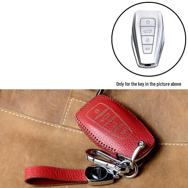 Key Case Protection Cover for Geely Models: New Emgrand GS, GL, Boyue, Vision X6/X3, S1, Borui, EC7 - Cowhide with Buckle.