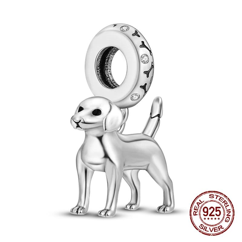 Inlaid Zircon Charm Beads Copper Color Love Heart Snake Dangle Fit Original Bracelet Charms Pendant Jewelry