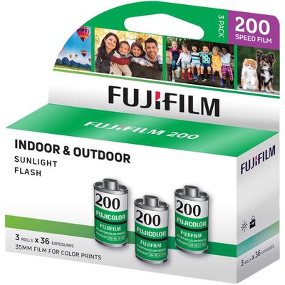 Fujifilm Fujicolor 200 Color Negative Film, ISO 200, 35mm Size, 36 Exposures, CA-36, 3-pack.