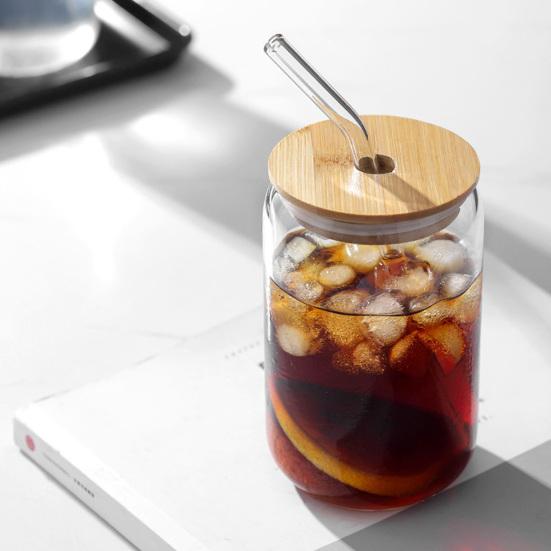 Color Changing Glass Cups with Lids Straws 16/20oz Cartoon Summer Iced Coffee Cold Tumbler Personalized Glass Drink Container
