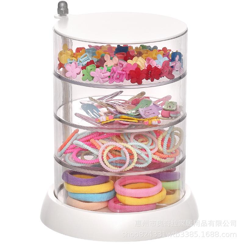 Rotating Multi-Layer Jewelry & Hair Accessory Organizer - Transparent, Anti-Oxidation Princess Storage Box