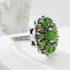 Ethnic Inlaid Imitation Turquoise Flower Women's Ring Vintage CopperColor Geometry Daily Wear Party Jewelry Anniversary Gift
