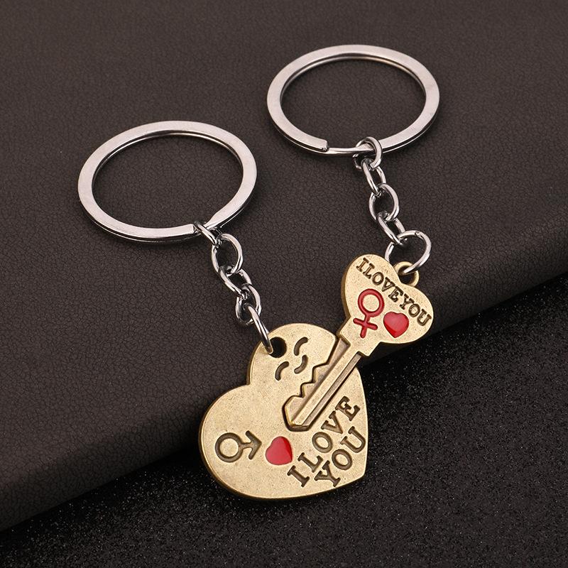 Silver Plated Lovers Gift Wedding Favors Couple My Heart Keychain Fashion Keyring Key Fob Creative Car Key Ring Accessories