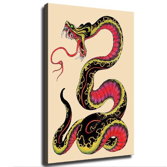 

BybiO Японский тату-салон Настенное искусство Винтажный плакат с татуировкой змеи Холст Живопись Плакаты и Принты Настенные картины для декора гостиной спальни