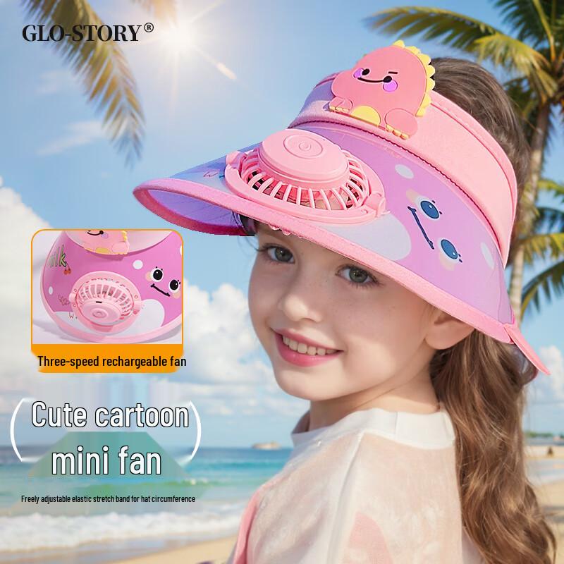 GLO-STORY Kids Dinosaur Fan Visor Sun Hat