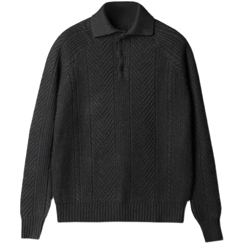 Men's Casual Lapel Polo: Thick, Warm, and Fashionable Slim Fit Autumn/Winter Sweater