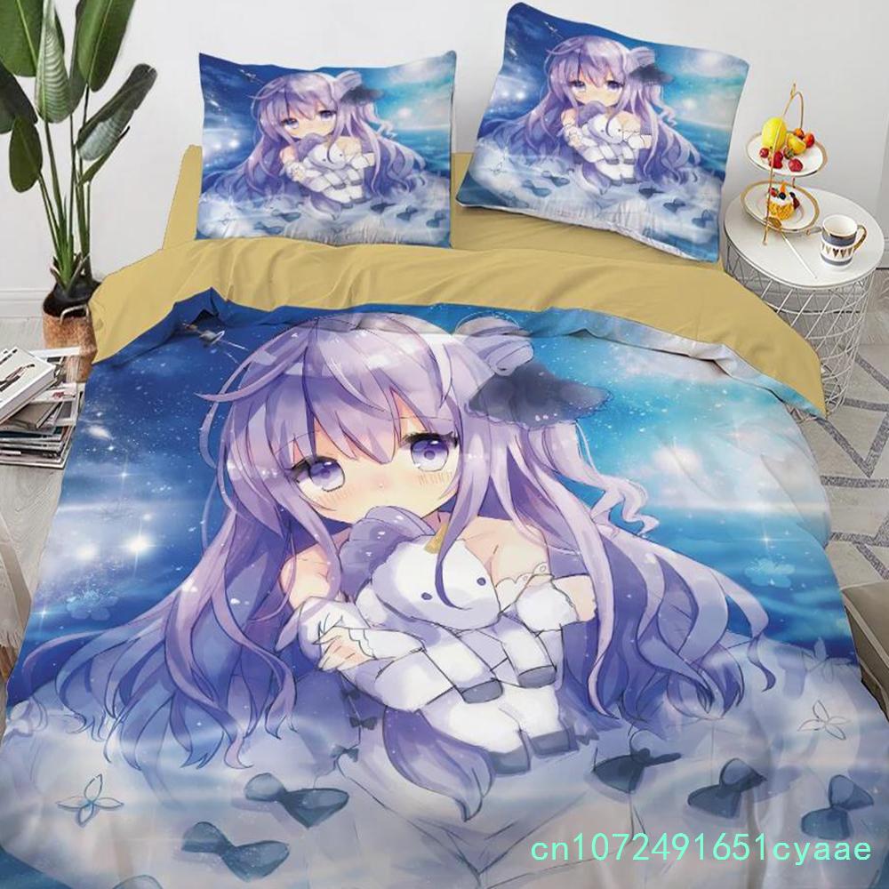 Anime Kawaii Bedding Set Japan Anime Loli Duvet Cover Set Kids Bedroom Cartoon 3D Printed Quilt Cover Bedroom Gift