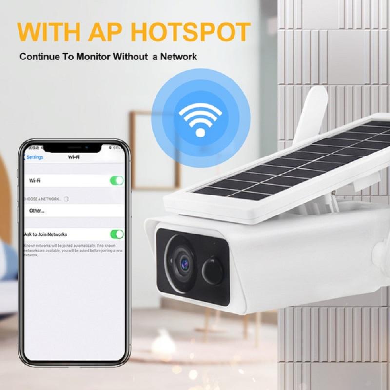 3MP Solar WIFI Camera Wireless CCTV Security Surveillance Camera Low Power IP66 Waterproof IP Camera with NightVision PIR Detect