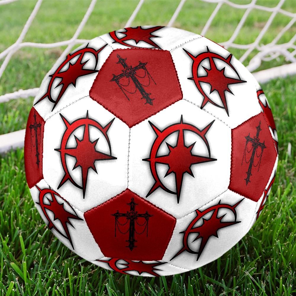 1PC Dark Compass Symbol Gothic Cross Symbolism Soccer Ball Size 5 Football Machine Sewn Indoor/Outdoor Universal Football Surprise Collection n143