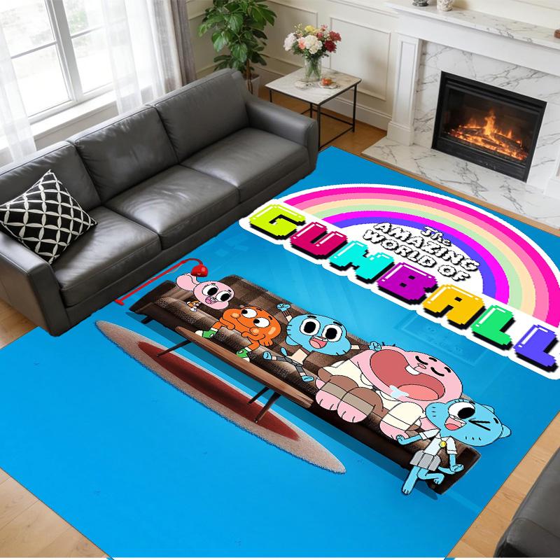 Rutschfeste Kristall-Samt-Fußmatte, Teppich im Amazing World of Gumball Design für Innenbereiche, Wohnzimmer, Schlafzimmer, Heimdekoration