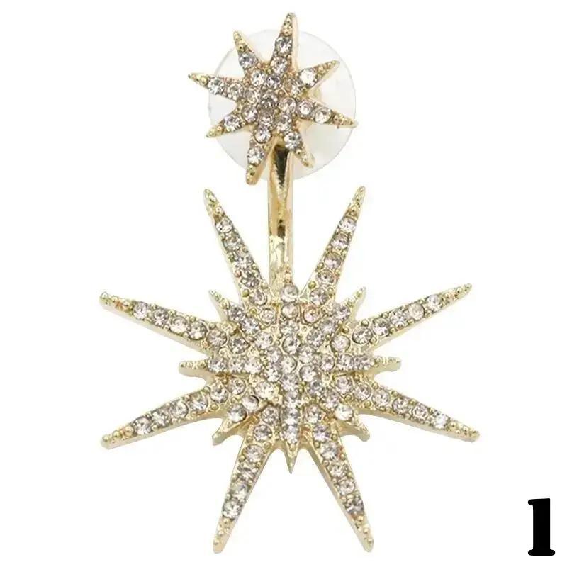 

1 пара модных новых серег с инкрустацией бриллиантами и подвесками в виде снежинок, аксессуары-шестиконечные звезды a