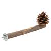 Natural Perch Bird Stand Pole Chewable Applewood Bird Perch Cage Accessories with Pine Cone for