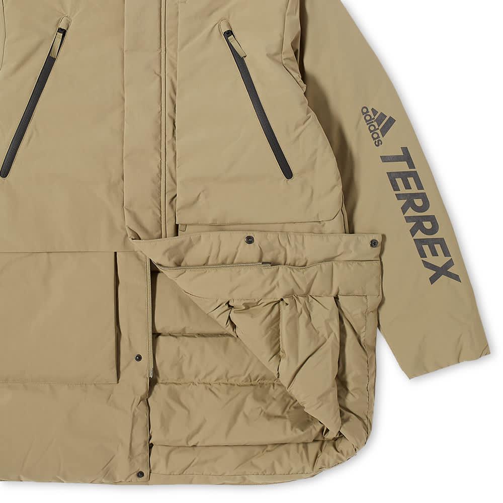 Adidas Terrex Series Mid-Length Hooded Down Jacket Men Outerwear Apricot H13850