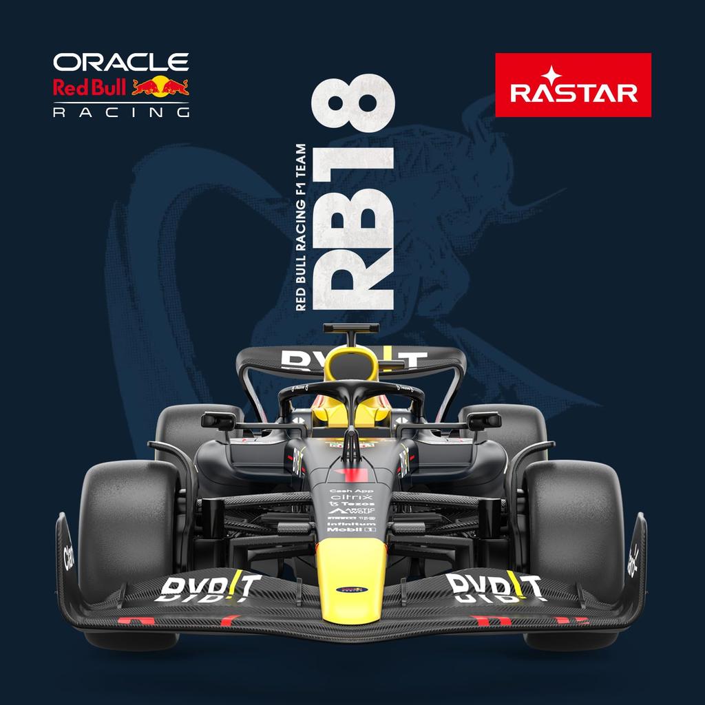 Red Bull F1 Race 118 Scale RC Racing Car, Rastar 2022 Oracle Red Bull Race F1 Remote Control Car Red Bull Equation RB 18 2022 Sergio Perez, Navy Blue